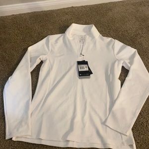 White NIKE dry fit long sleeve pullover